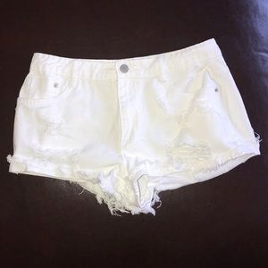 Forever 21 Denim Shorts, Wht, Distress, Sz S, EUC!